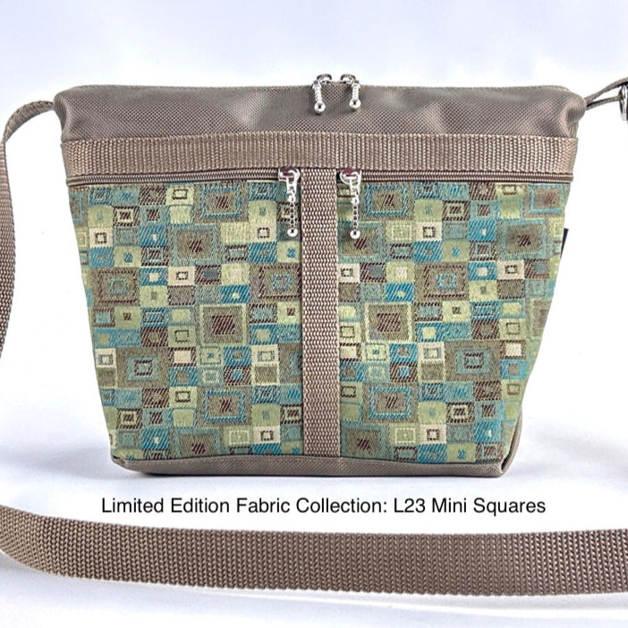 221L small organizer purse in Khaki Tan Nylon with fabric accent pockets