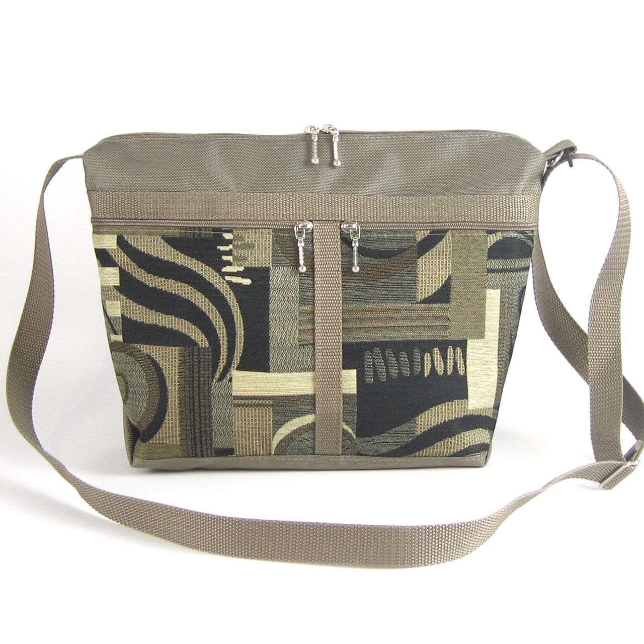 221L small organizer purse in Khaki Tan Nylon with fabric accent pockets