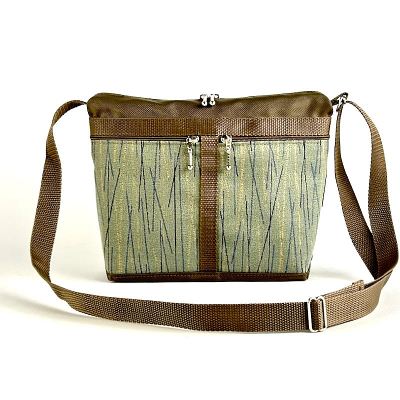221L small organizer purse in Khaki Tan Nylon with fabric accent pockets