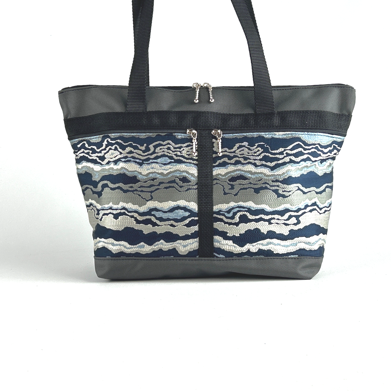 223 French Satchel Tote in Gray with Fabric Pockets