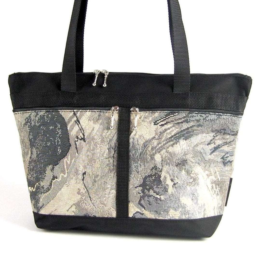 223 French Satchel Tote in Black nylon with accent pockets