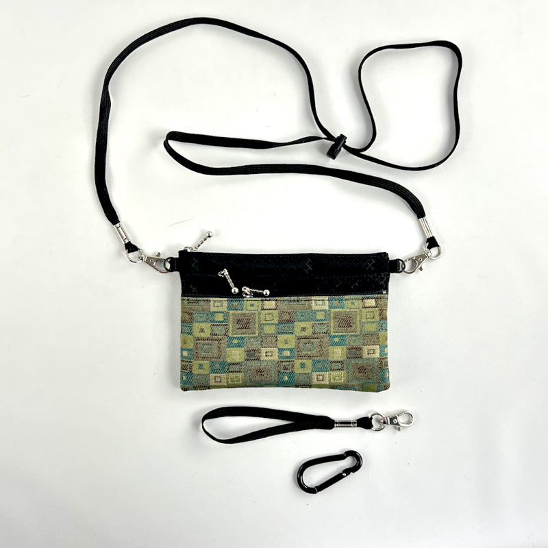 Three zipper Minibag with wristlet and long strap 49RS