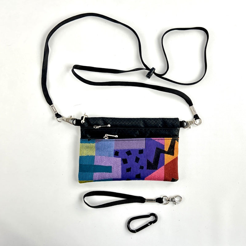 Three zipper Minibag with wristlet and long strap 49RS