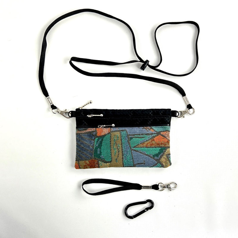 Three zipper Minibag with wristlet and long strap 49RS
