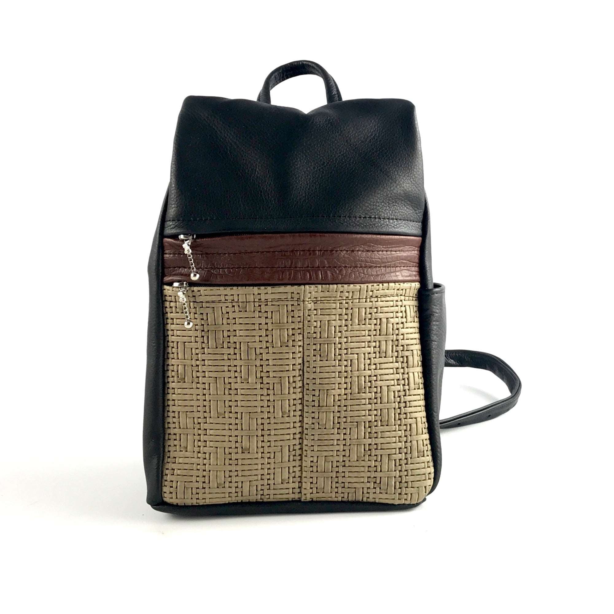 967 Purse size Leather Side Entry Backpack - Color-blocked Leathers