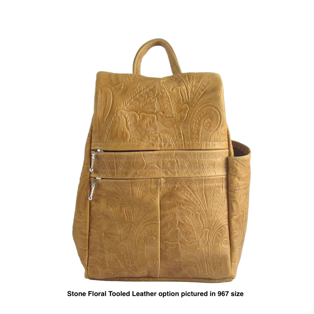 967 Purse size Leather Side Entry Backpack - Solid Colors