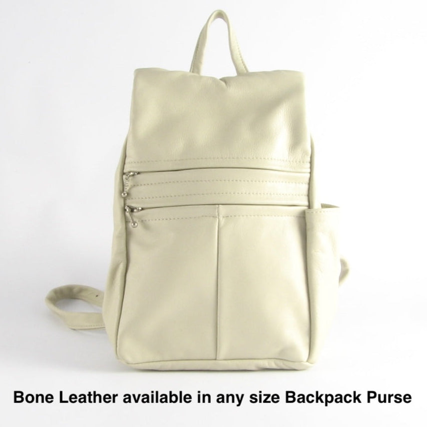 967 Purse size Leather Side Entry Backpack - Solid Colors