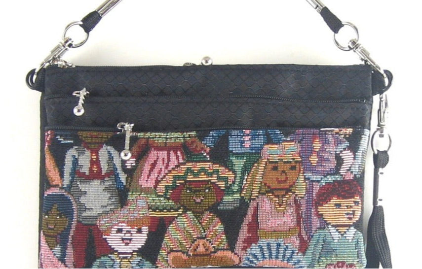 New! Wider Size Three zipper Minibag #59RS with cordlock crossbody strap