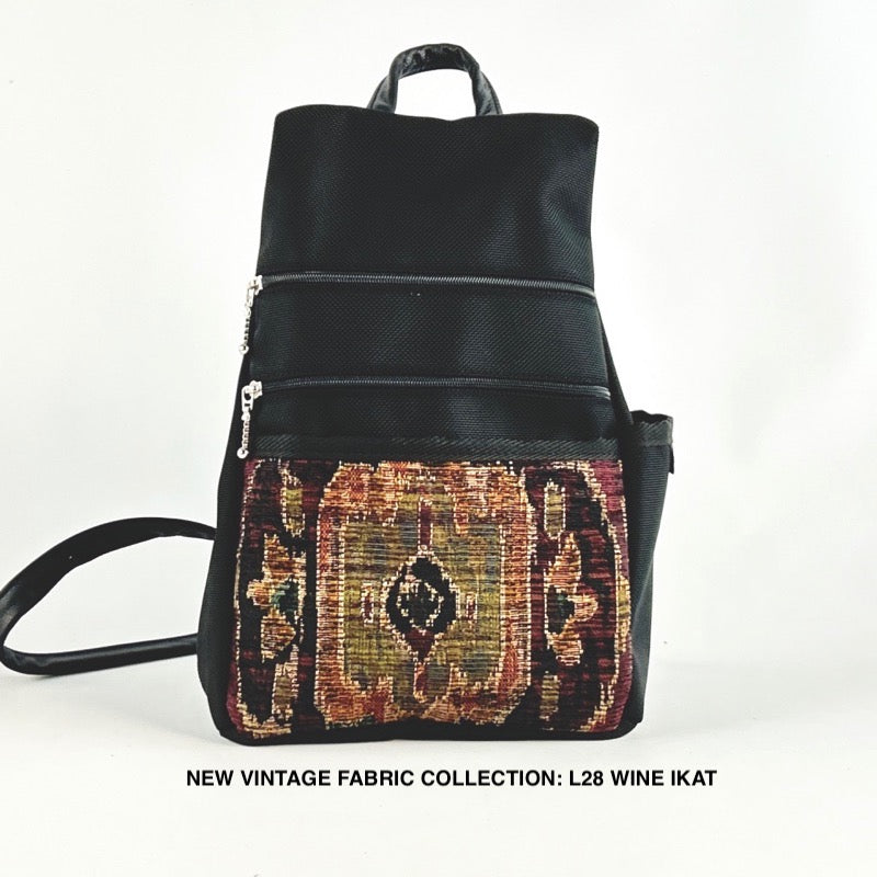 B967 BL Sm Side Entry Backpack- Black Nylon with Fabric Accent