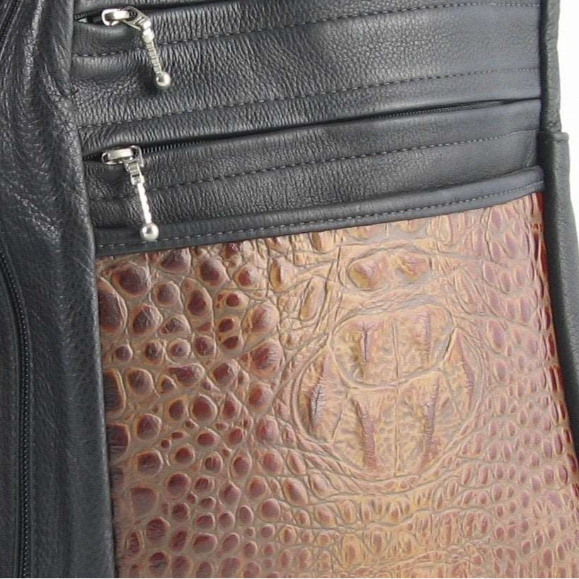 967J Purse Size Small Leather Side Entry Backpack With Accent Pocket