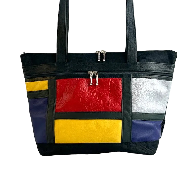 223 French Satchel Tote in Black nylon with accent pockets