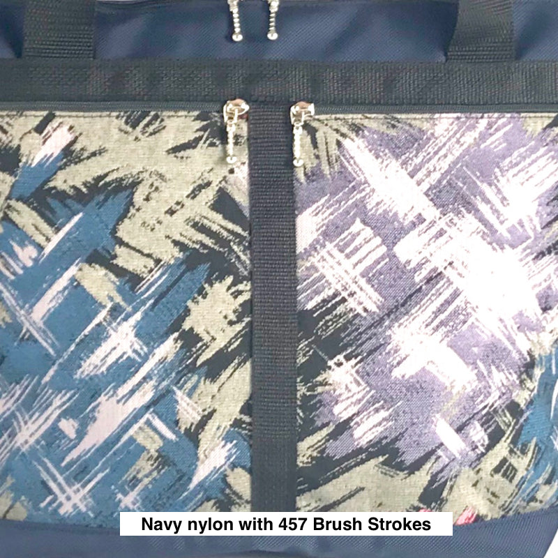 223 French Satchel Tote in Navy with Fabric Pockets