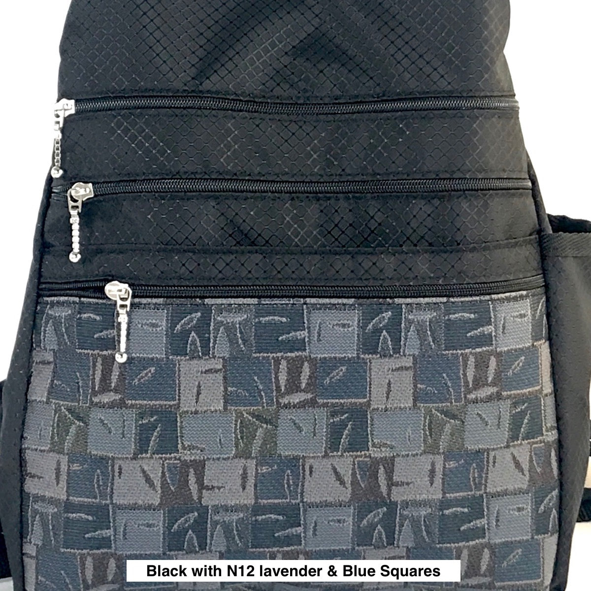 RP 967W Black Small Ripstop Side Entry Backpack Purse - deluxe extra zipper pocket + leather straps