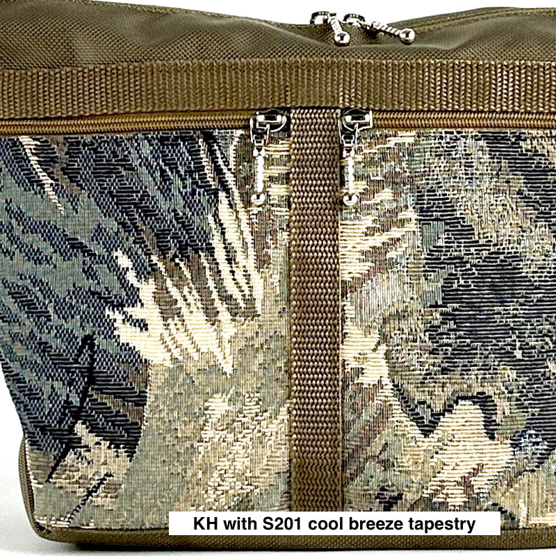 106 Khaki Medium Messenger Bag Purse in Nylon with Fabric Accent Pockets