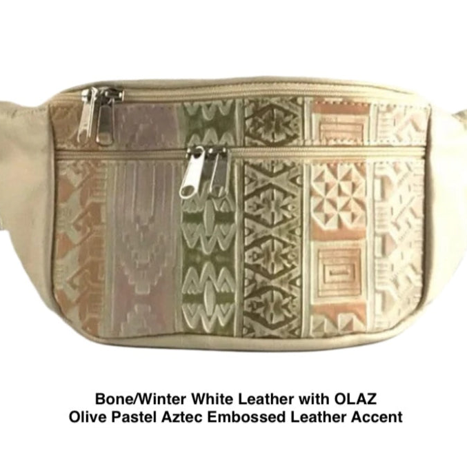 Light Colors - Large Leather Belt Bag with Accent - LFPJ