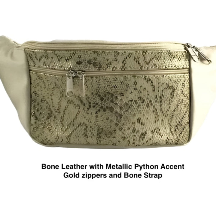 Light Colors - Large Leather Belt Bag with Accent - LFPJ