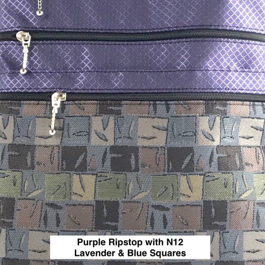 RP 967W Black Small Ripstop Side Entry Backpack Purse - deluxe extra zipper pocket + leather straps
