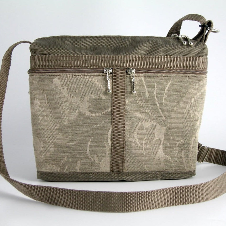221L small organizer purse in Khaki Tan Nylon with fabric accent pockets