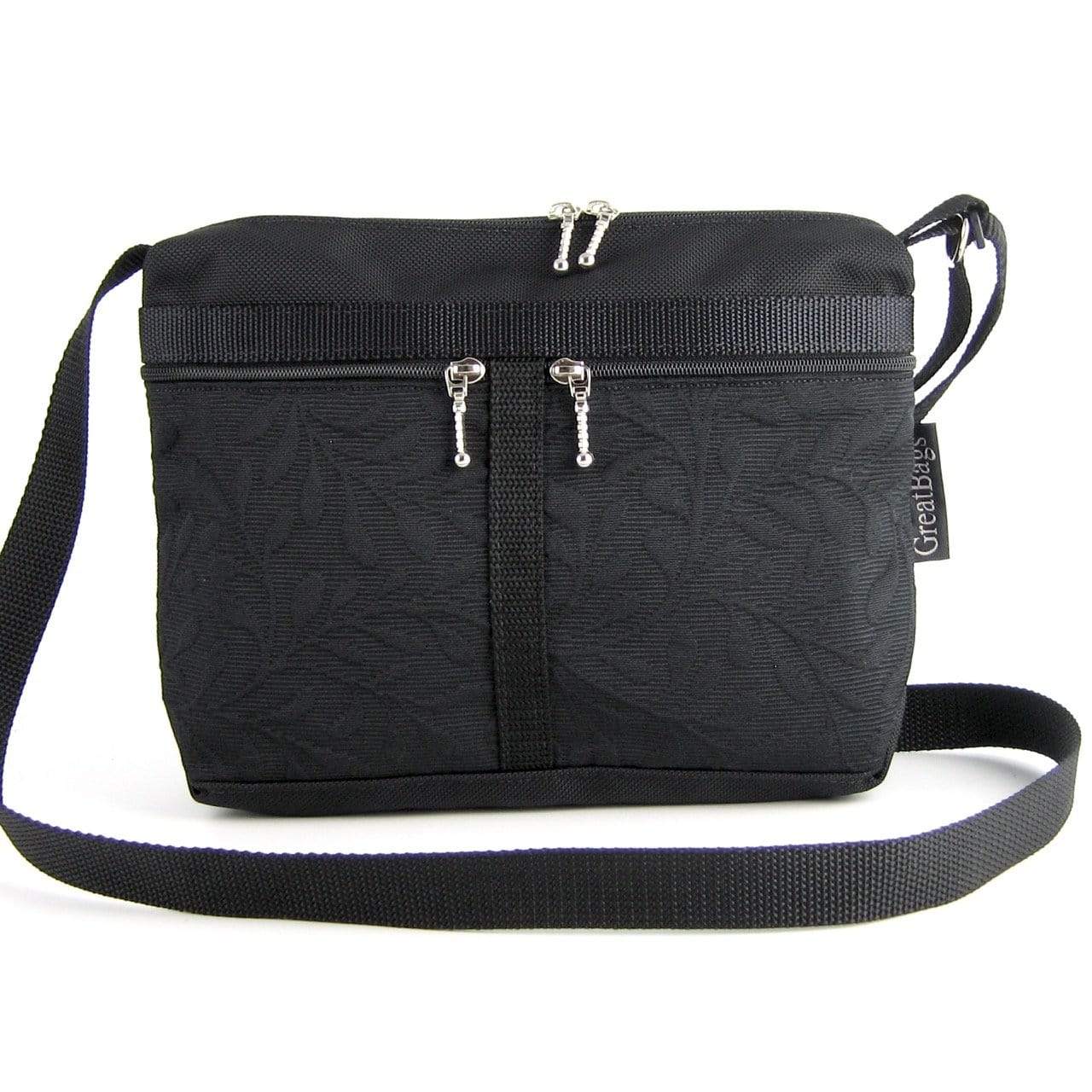 222L Black Cross-body medium Organizer Purse in nylon with fabric accent pockets