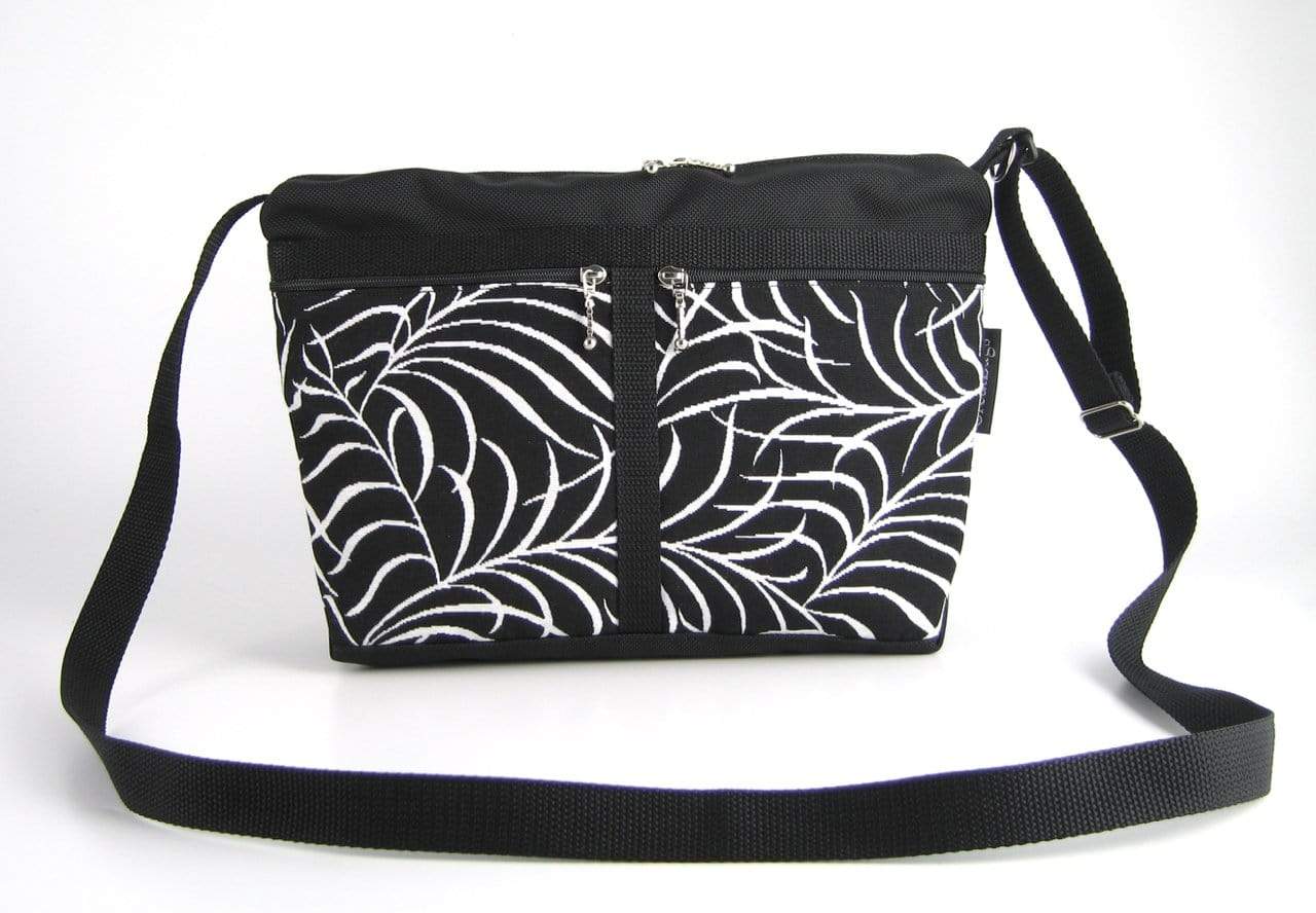 222L Black Cross-body medium Organizer Purse in nylon with fabric accent pockets