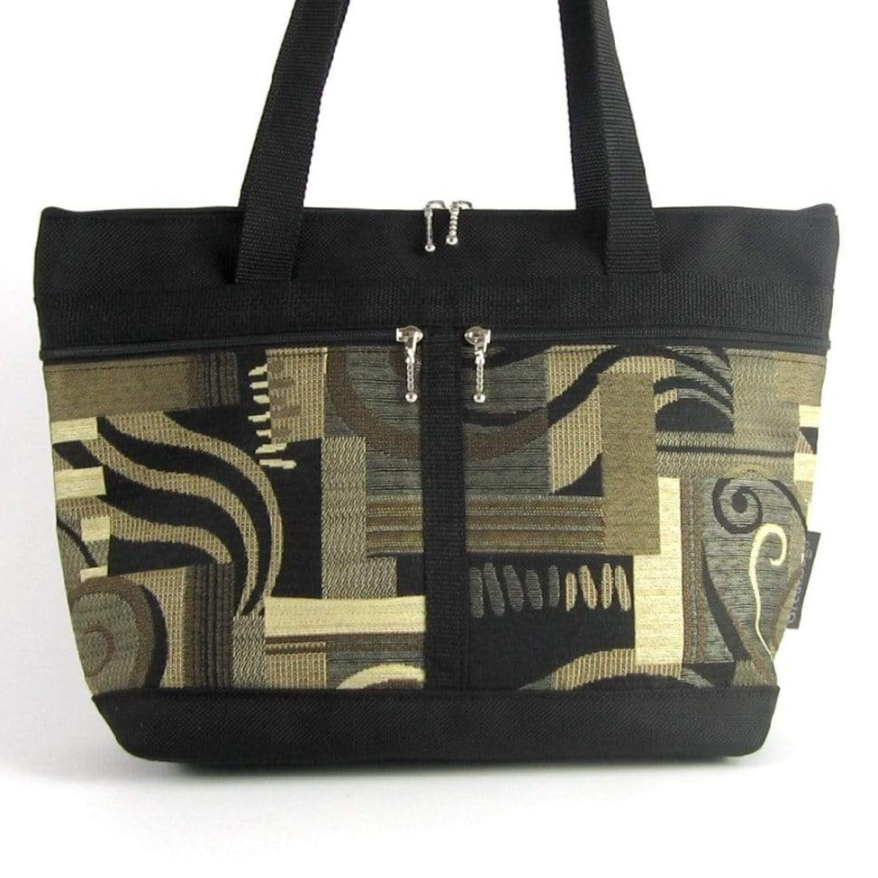 223 French Satchel Tote in Black nylon with accent pockets