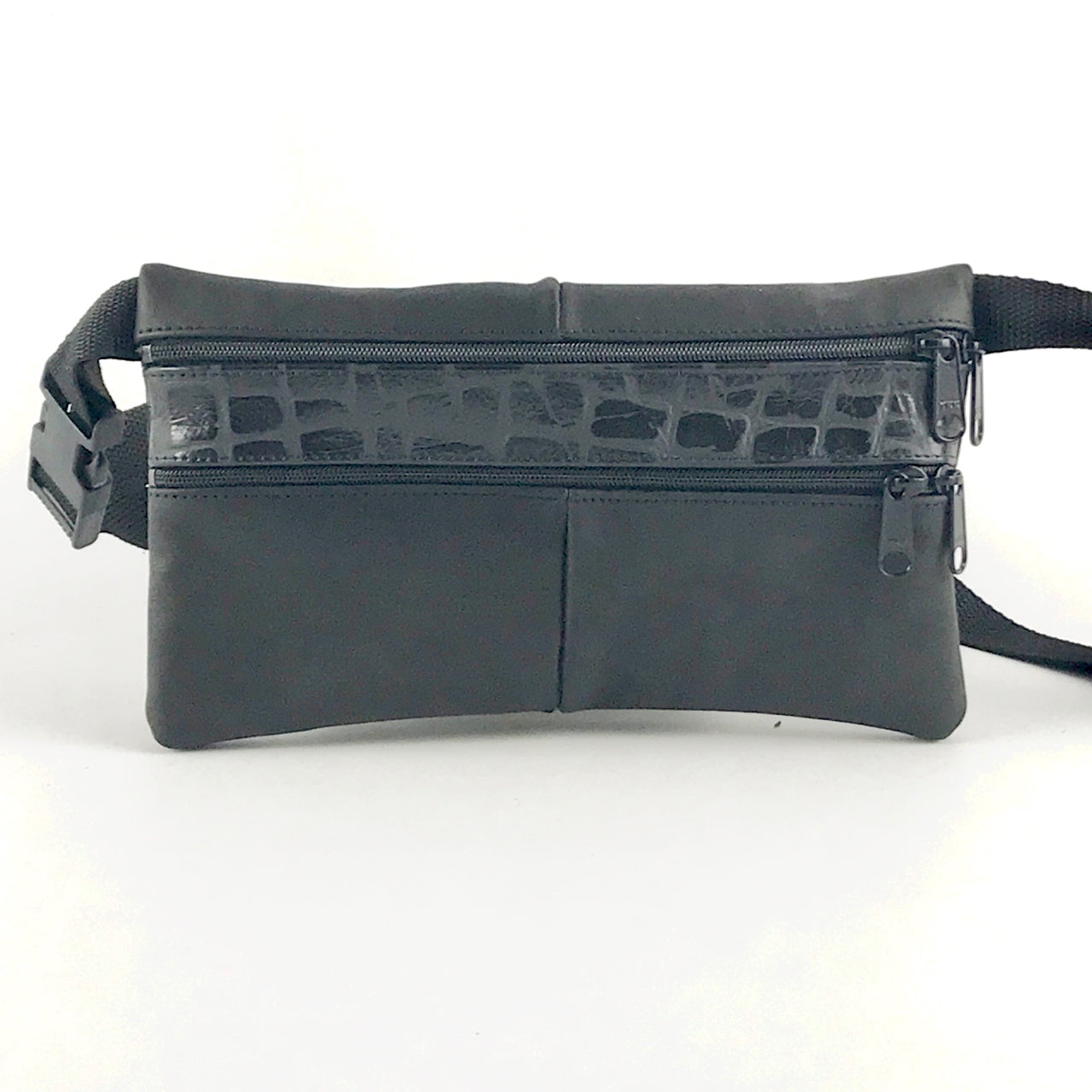 Medium Leather Flat Belt Bag With Contrast Accent Leathers - #305J