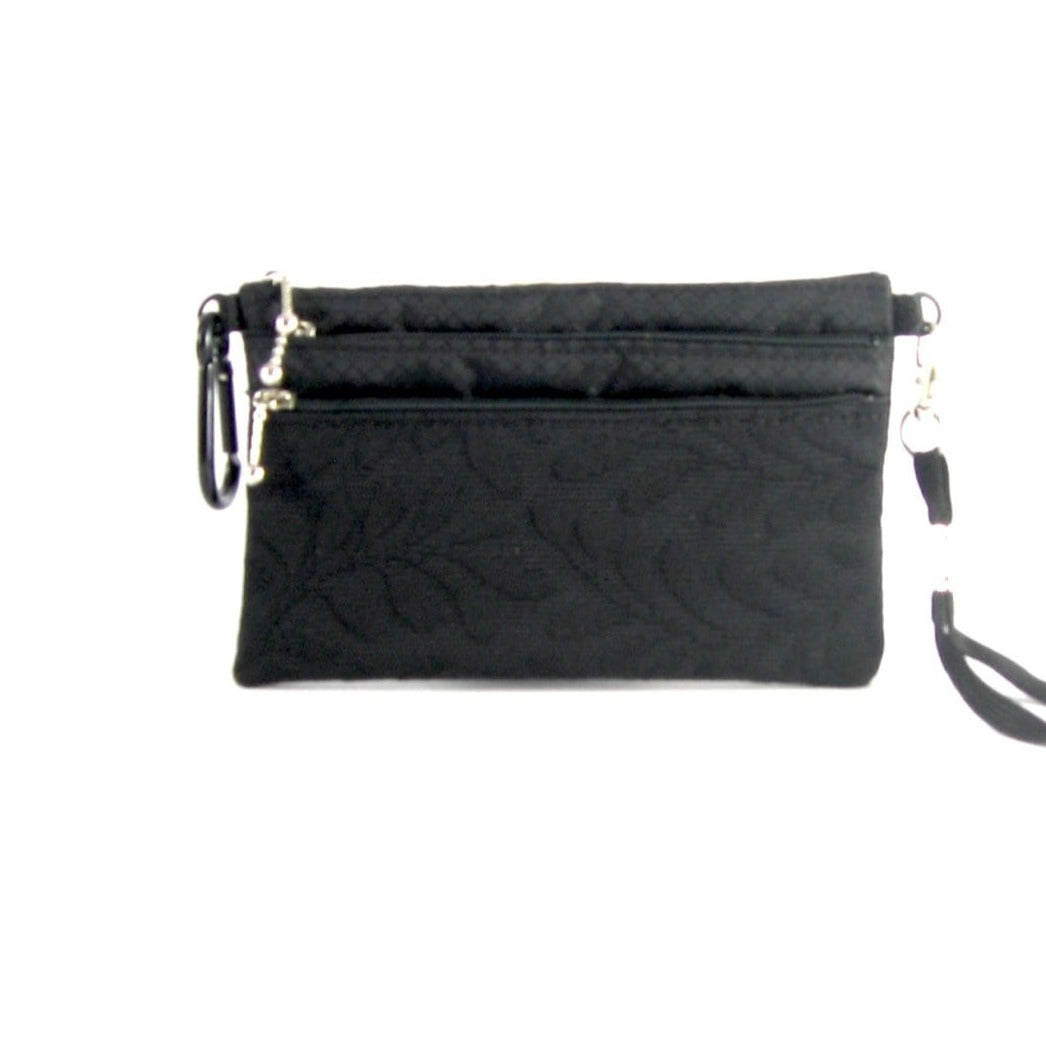 Stadium Purse 39RSC- Three zipper purse set with crossbody strap, wristlet, Bonus pouch, and carabiner clip