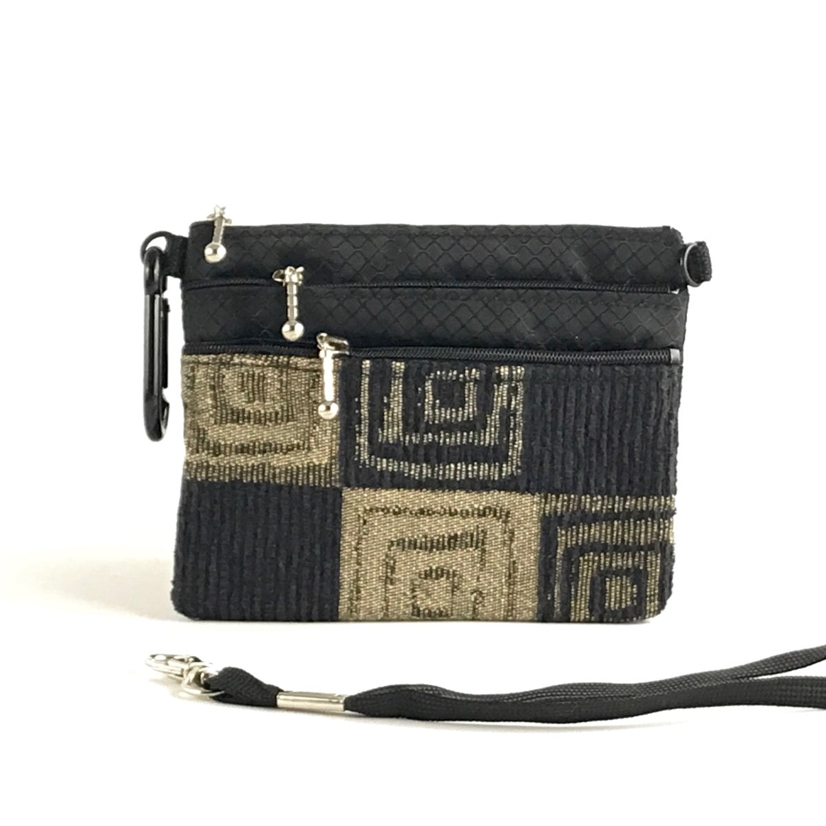 Stadium Purse 39RSC- Three zipper purse set with crossbody strap, wristlet, Bonus pouch, and carabiner clip