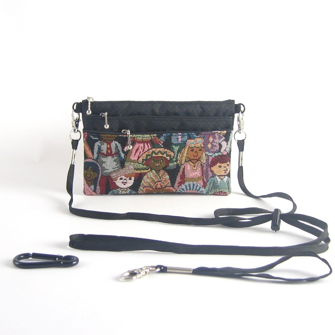 Three zipper Minibag with wristlet and long strap 49RS