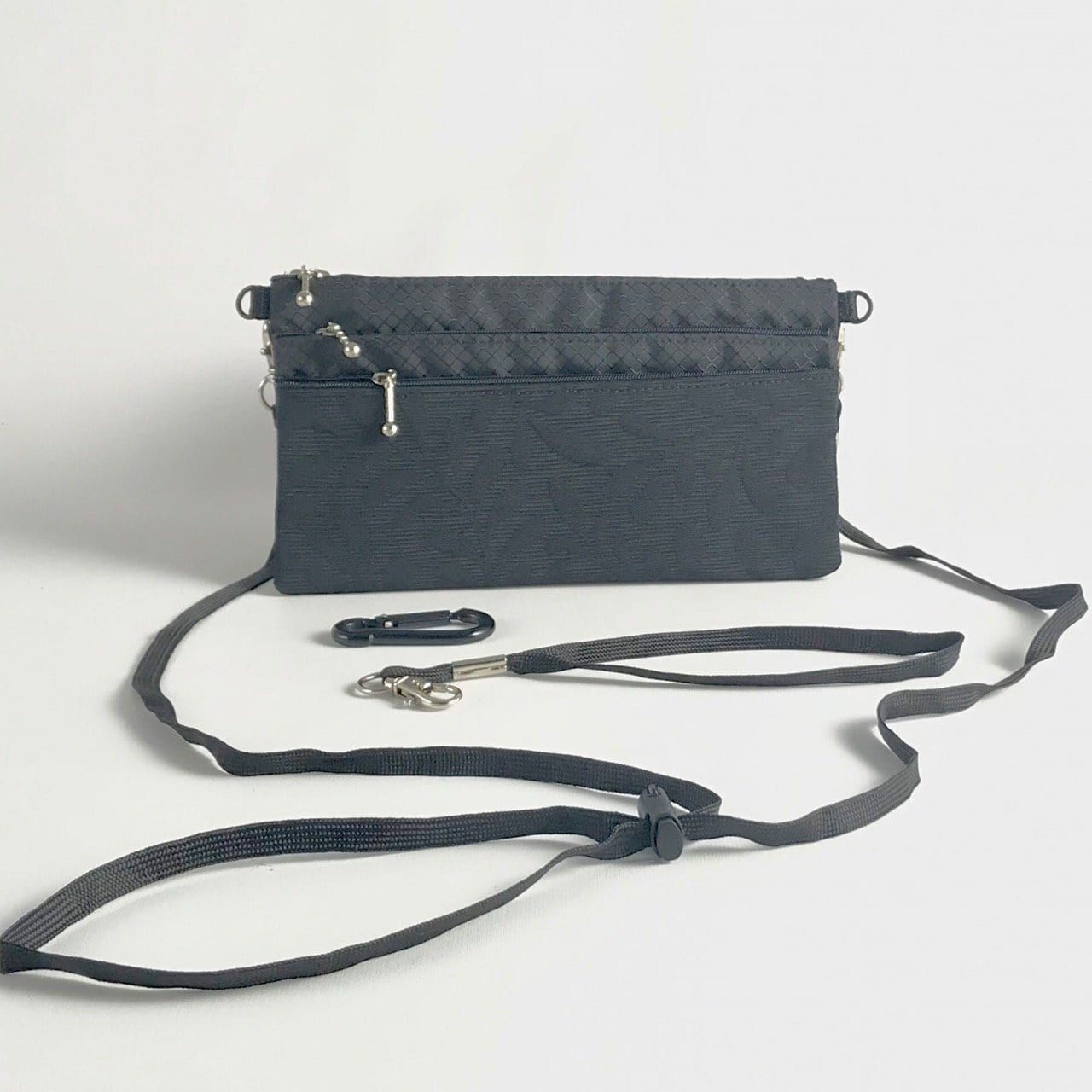 New! Wider Size Three zipper Minibag #59RS with cordlock crossbody strap
