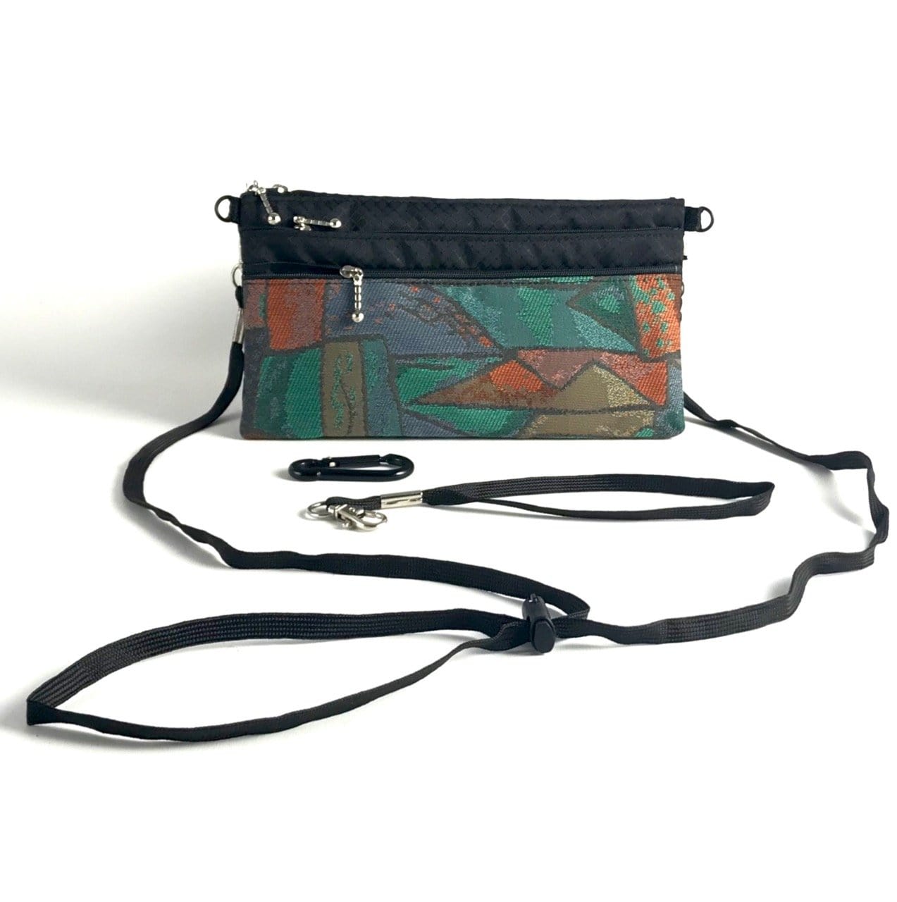 New! Wider Size Three zipper Minibag #59RS with cordlock crossbody strap