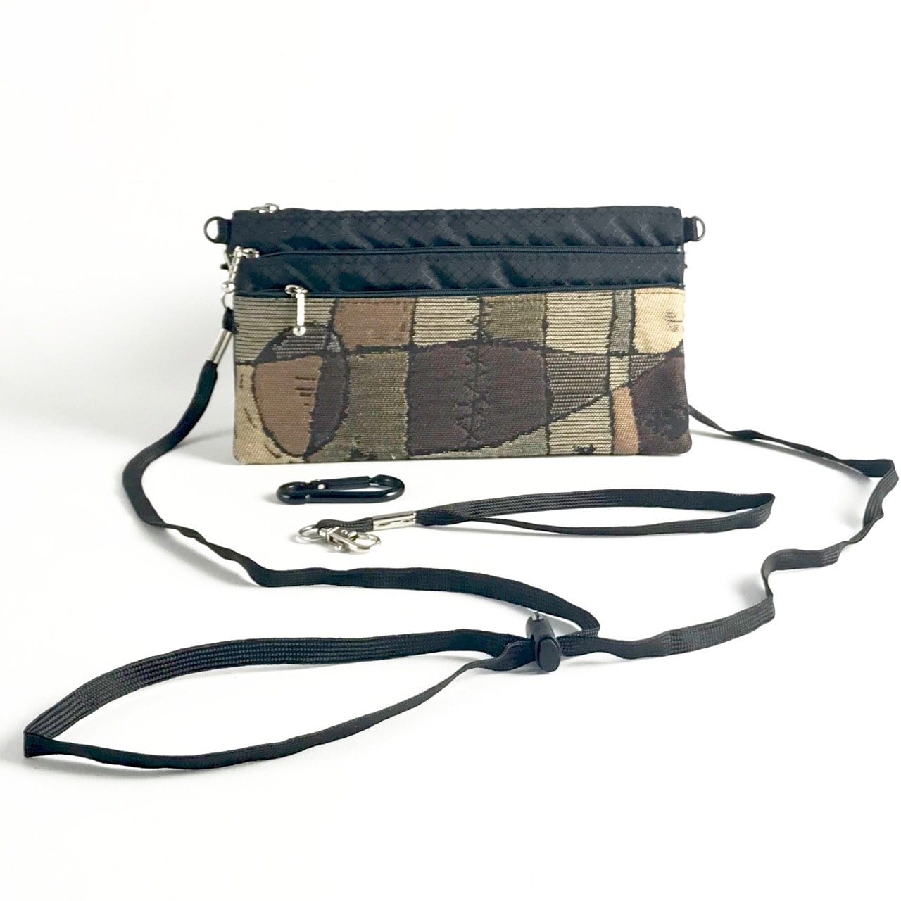 New! Wider Size Three zipper Minibag #59RS with cordlock crossbody strap