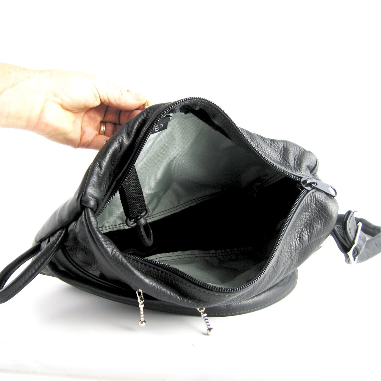 966 Small side entry leather backpack purse - solid colors