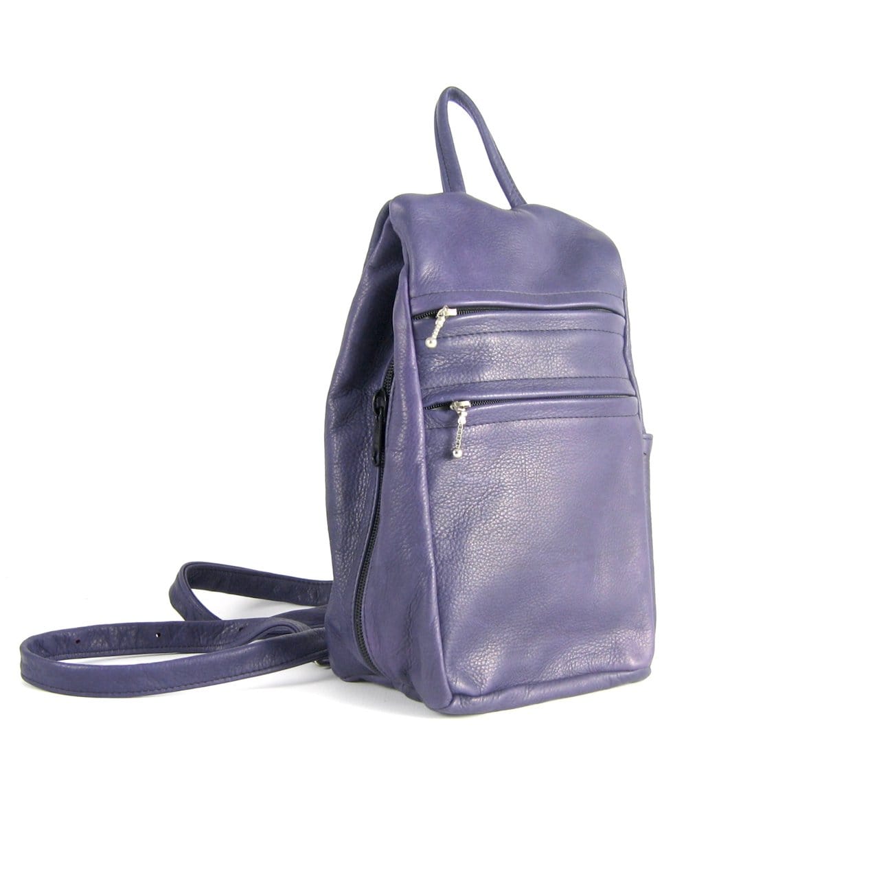 966 Small side entry leather backpack purse - solid colors