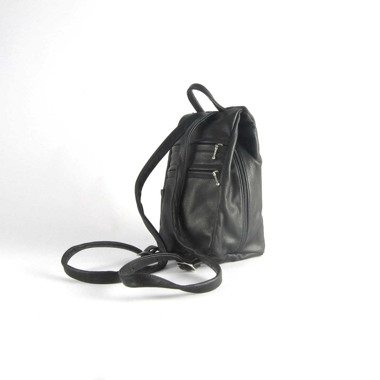 966 Small side entry leather backpack purse - solid colors