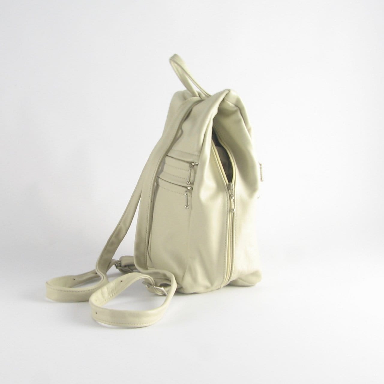 966 Small side entry leather backpack purse - solid colors