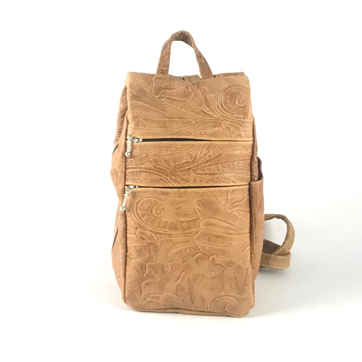 966 Small side entry leather backpack purse - solid colors