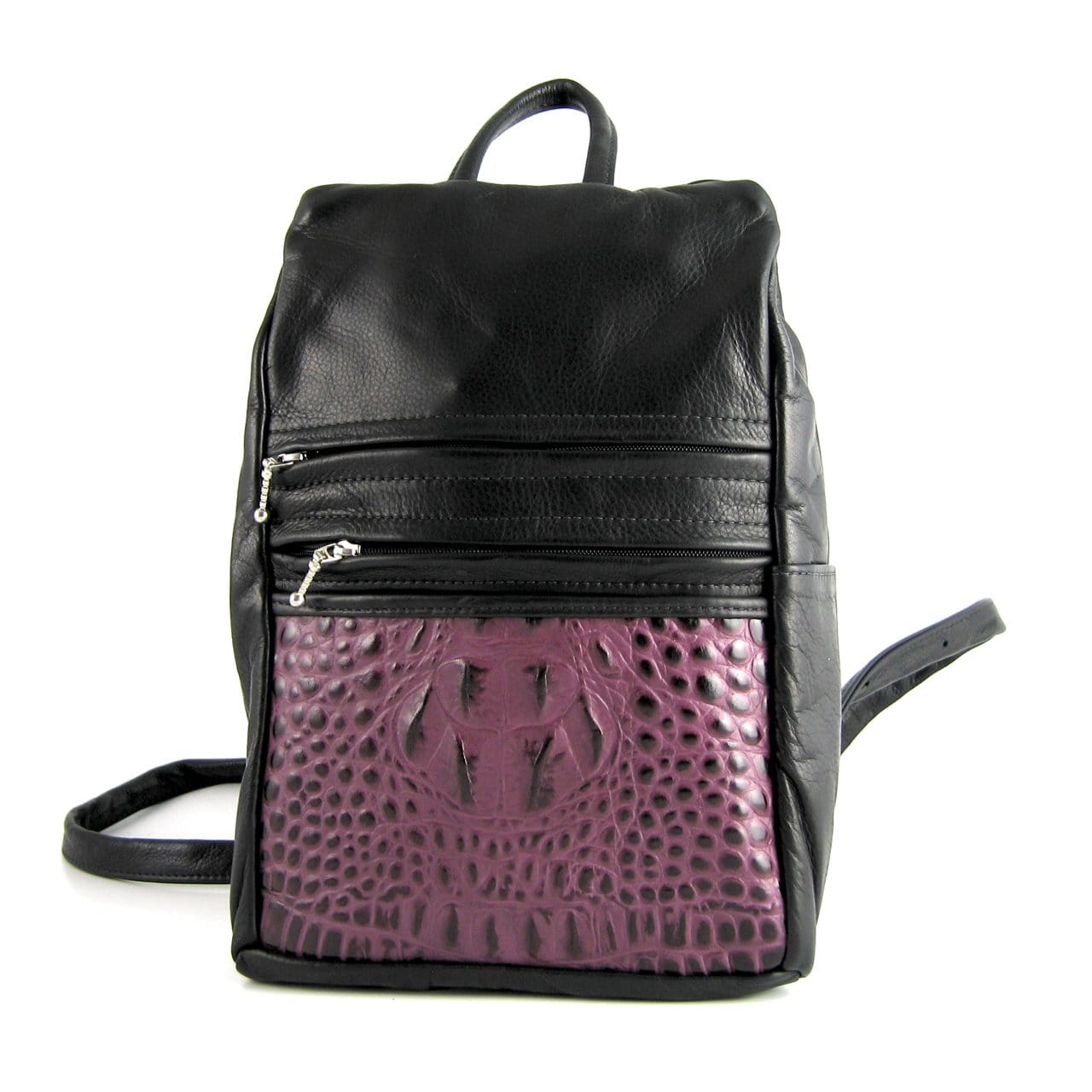 969JW Large Side Entry Leather Backpack with extra zipper and Leather Accent pocket