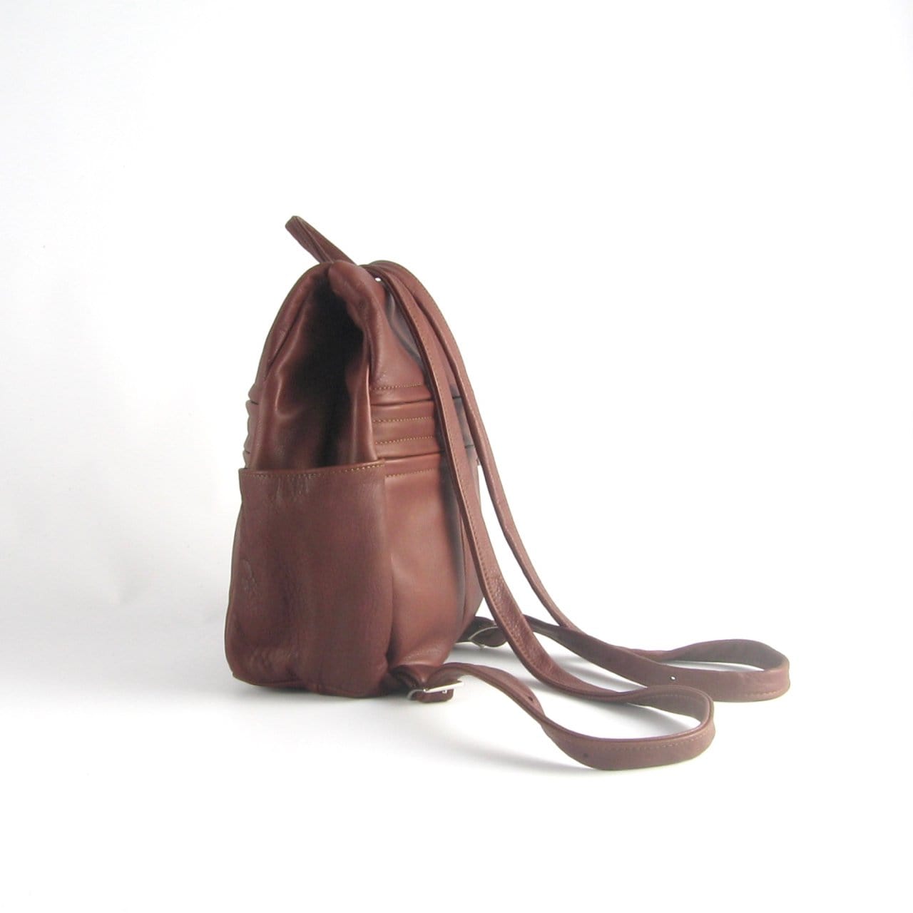 966 Small side entry leather backpack purse - solid colors