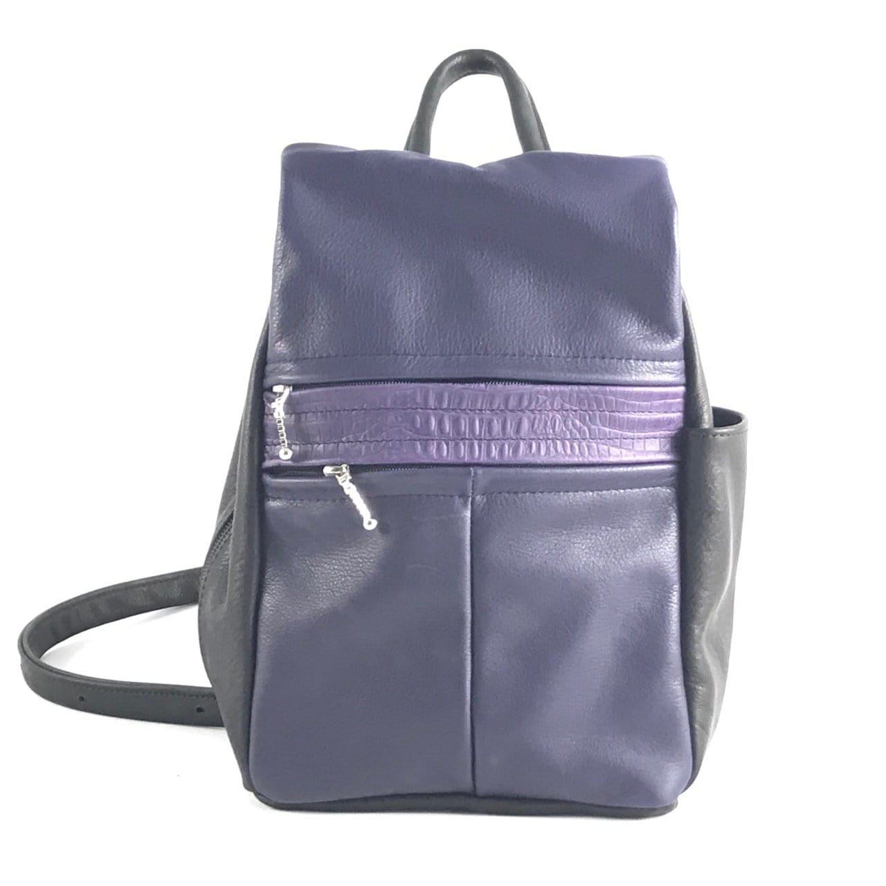 967 Purse size Small Leather Side Entry Backpack - Color-blocked Leathers