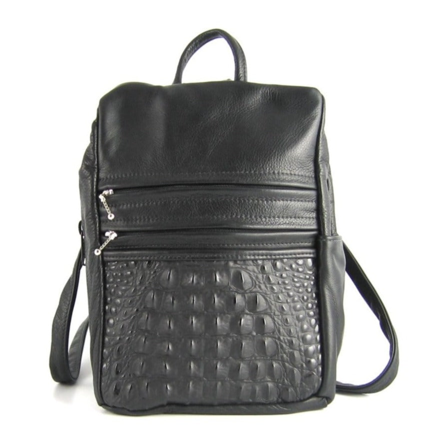 967J Purse Size Small Leather Side Entry Backpack With Accent Pocket