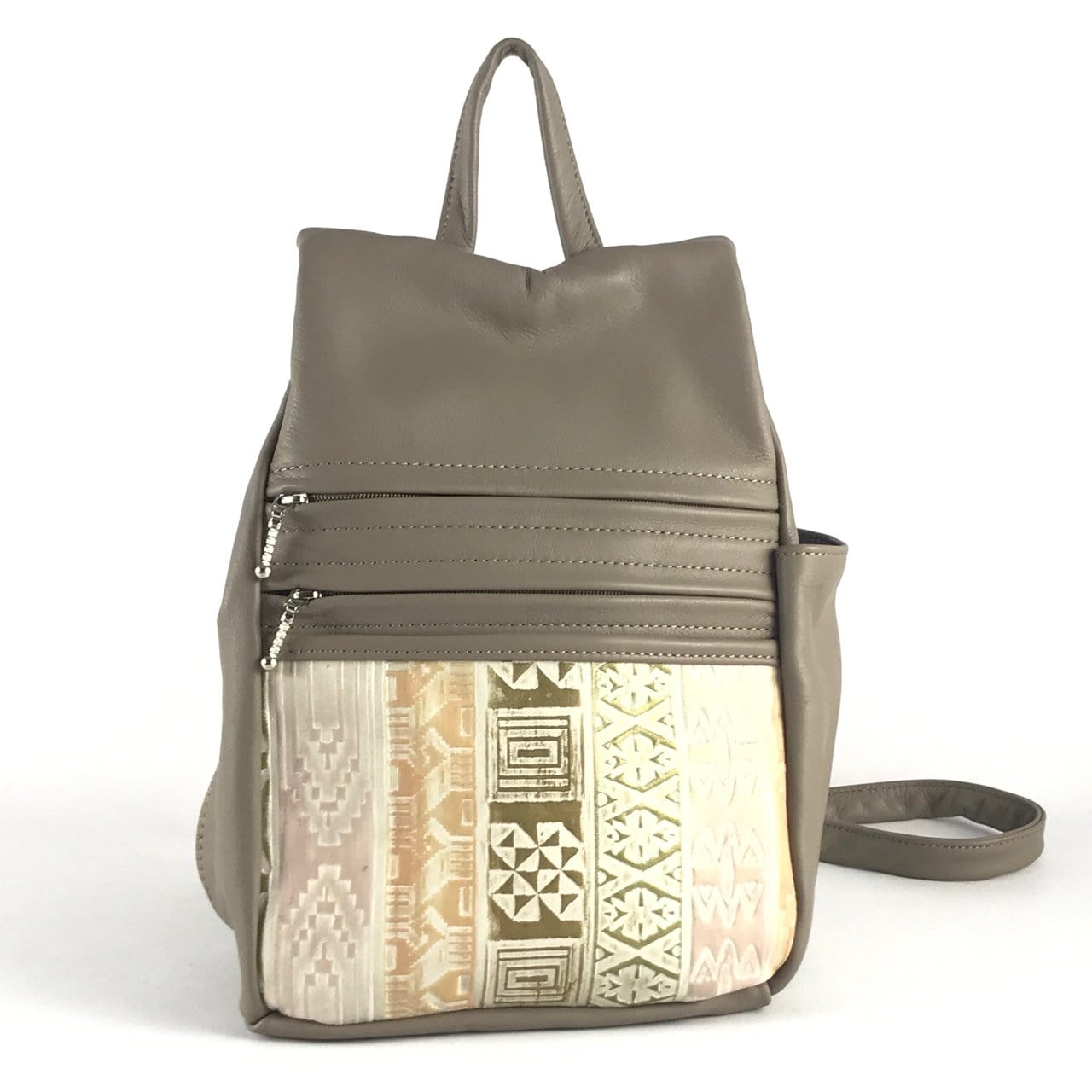 967J Purse Size Small Leather Side Entry Backpack With Accent Pocket