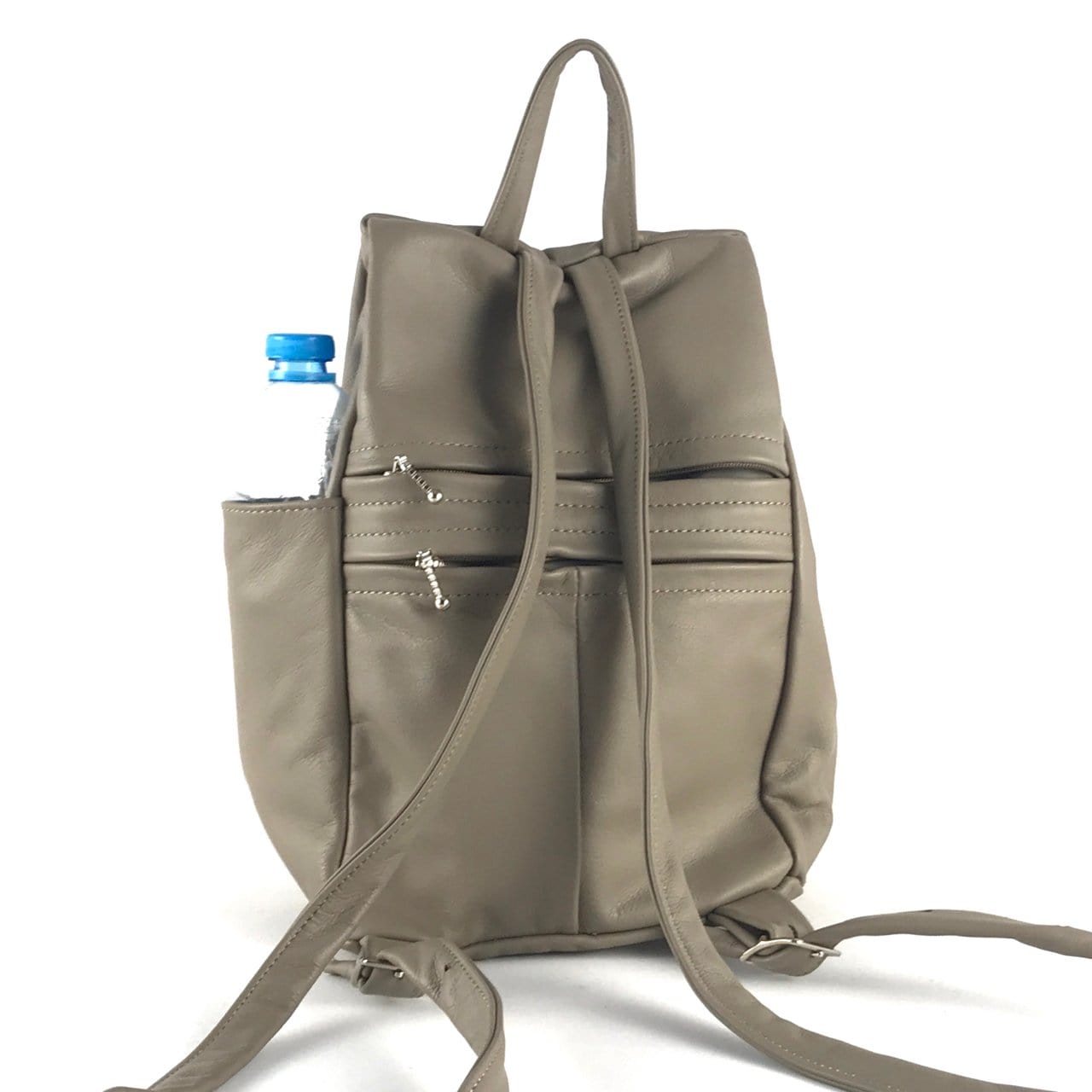 967J Purse Size Small Leather Side Entry Backpack With Accent Pocket