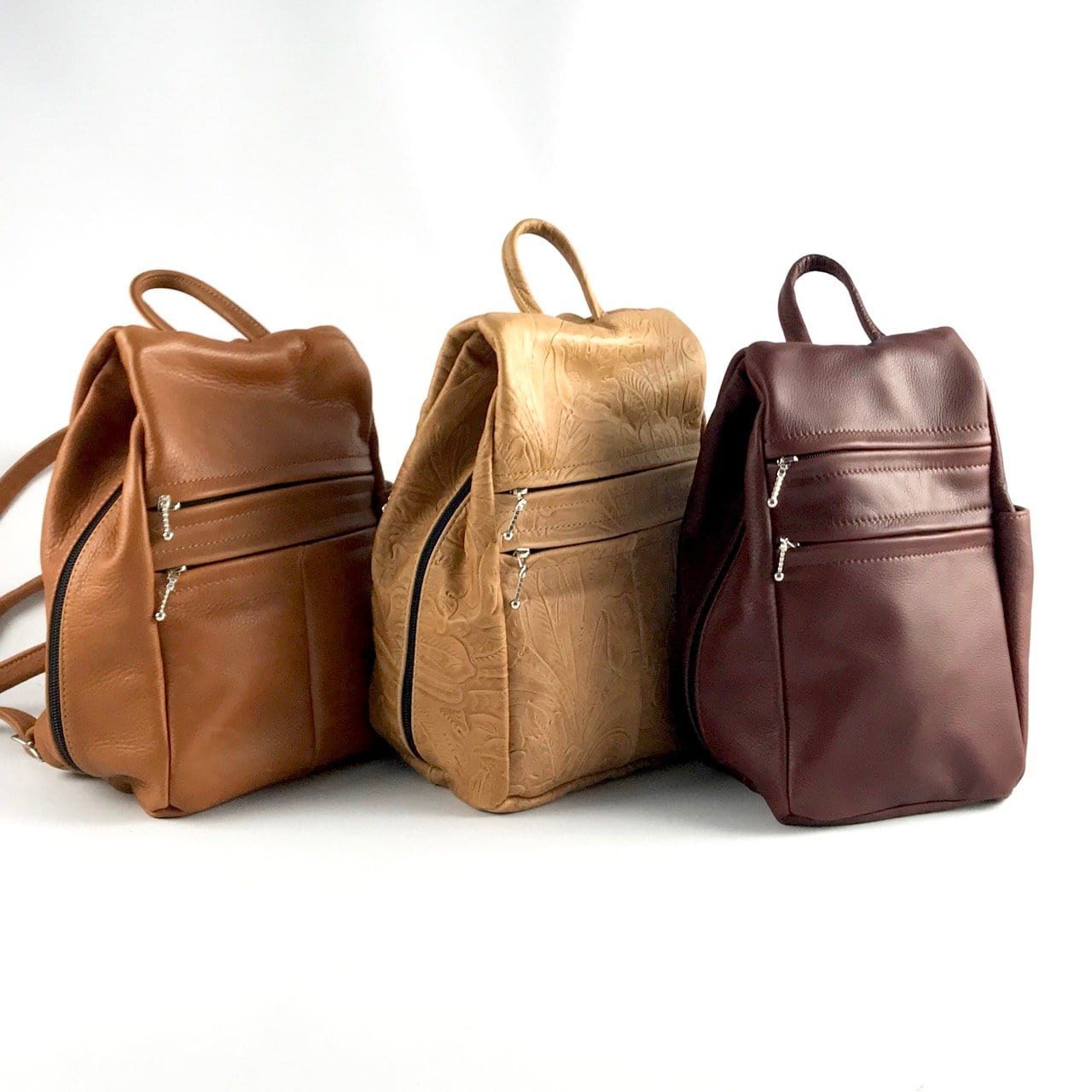 967 Purse size Leather Side Entry Backpack - Solid Colors