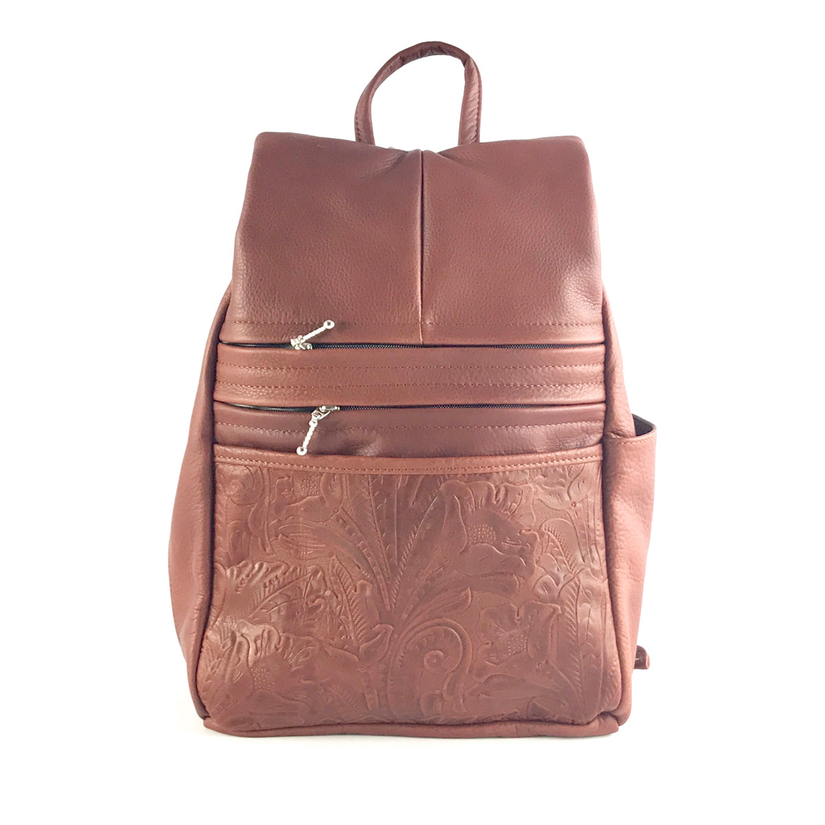 968J Medium Side Entry Leather Backpack with Leather Accent pocket