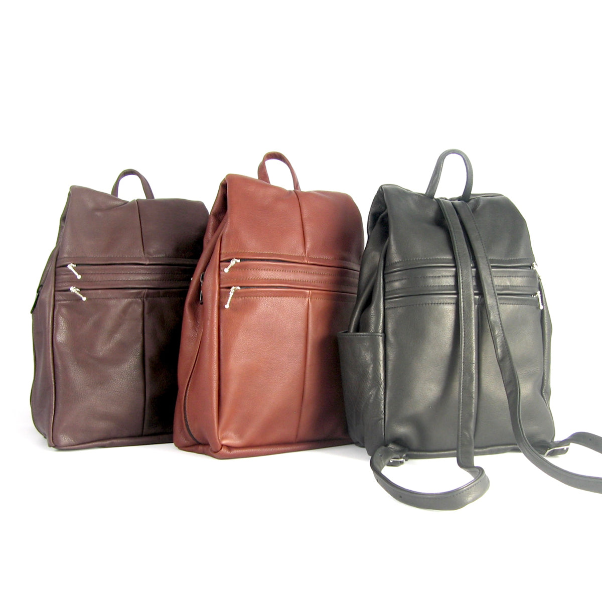 968 Medium Side Entry Leather Backpack in solid colors
