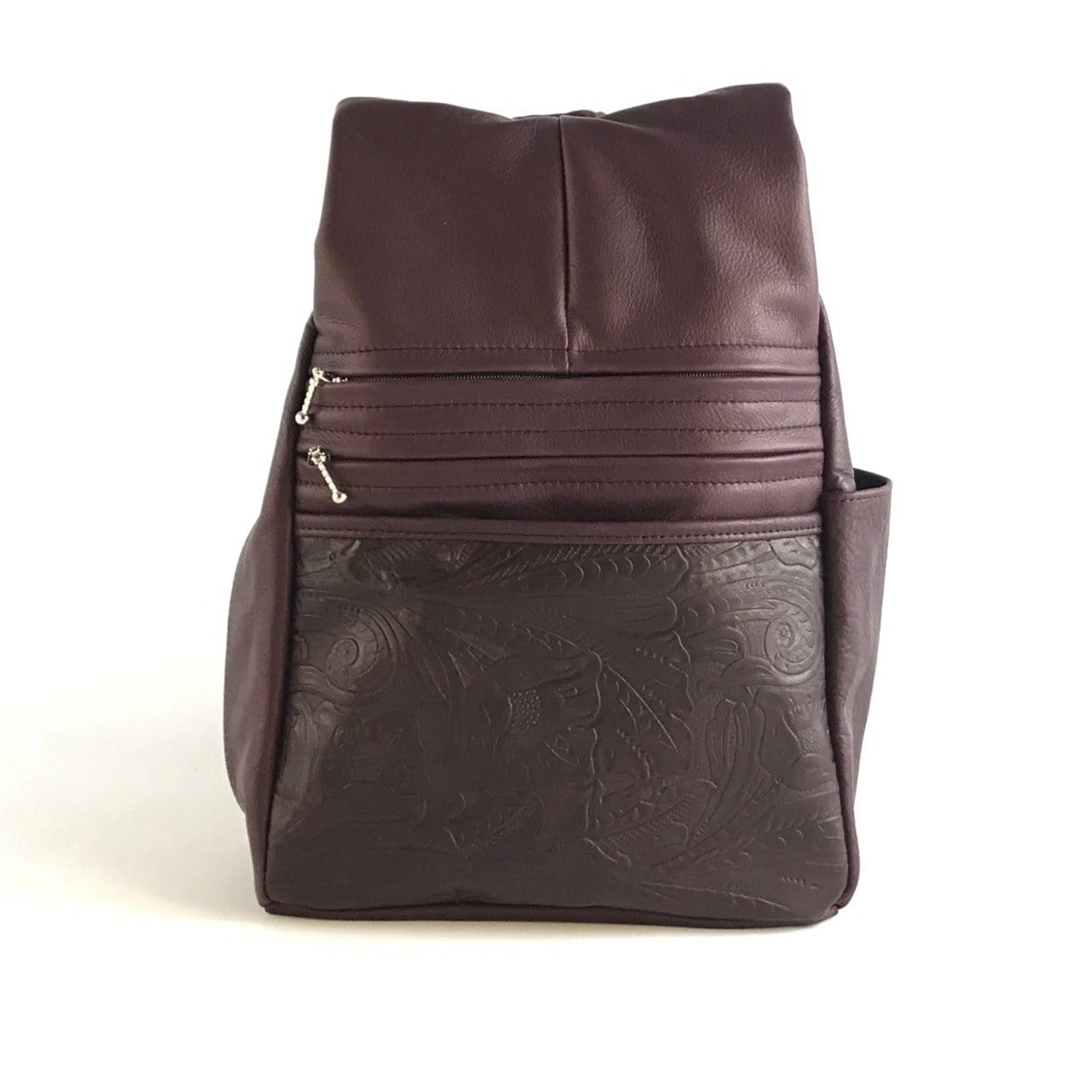 968J Medium Side Entry Leather Backpack with Leather Accent pocket