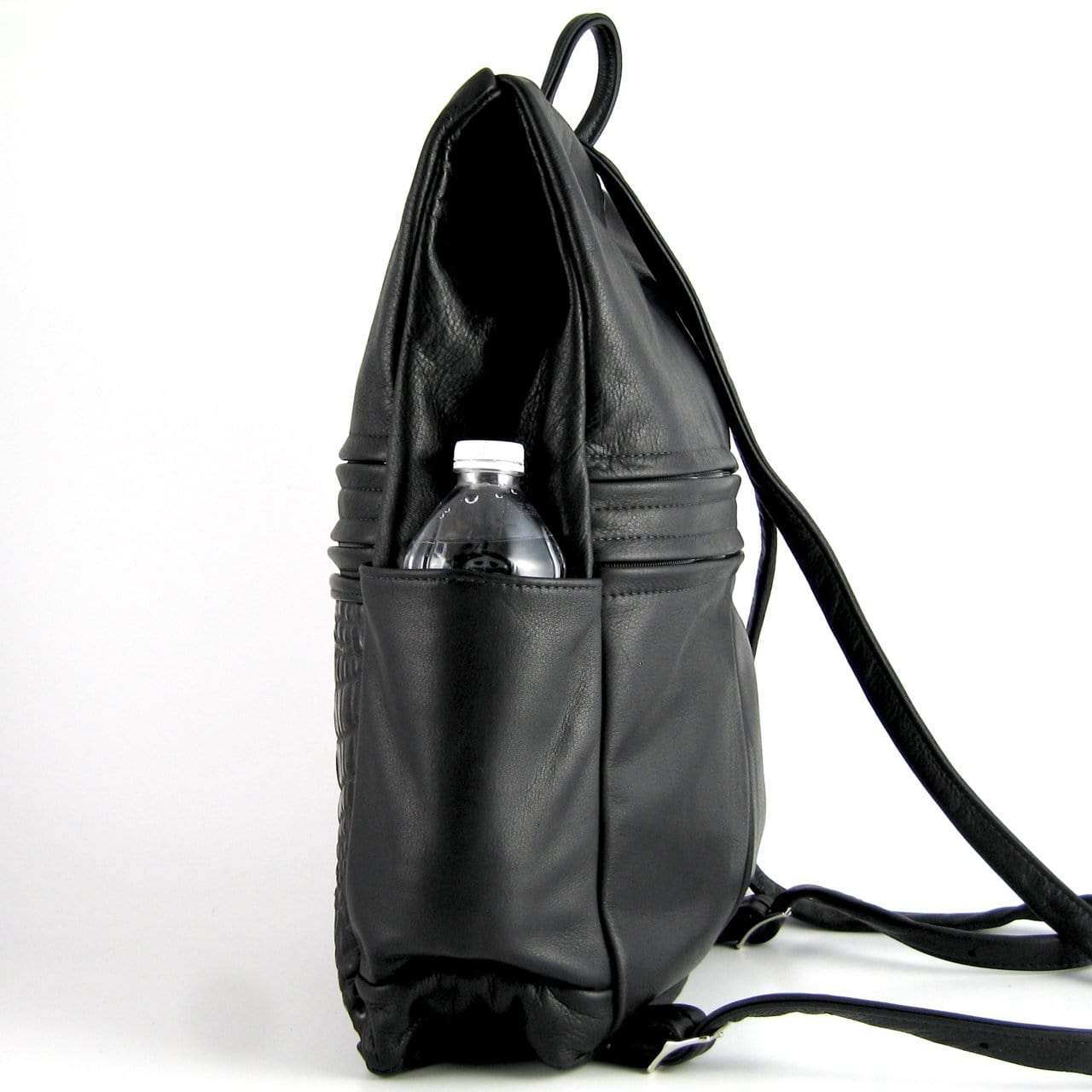 967J Purse Size Small Leather Side Entry Backpack With Accent Pocket