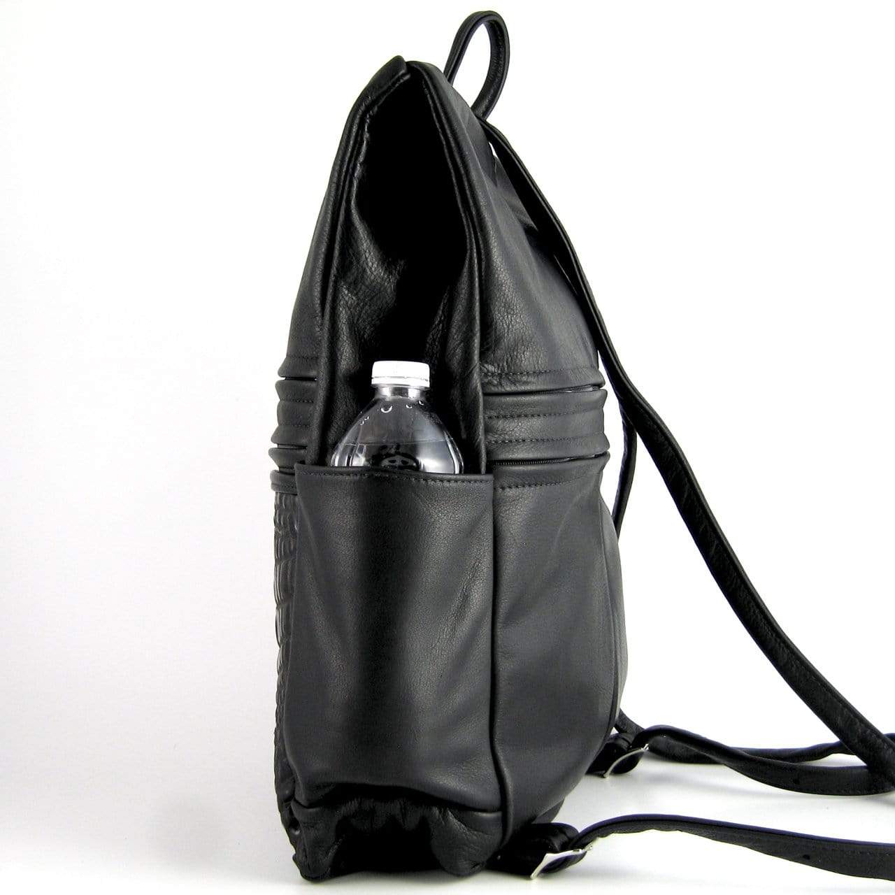 968J Medium Side Entry Leather Backpack with Leather Accent pocket