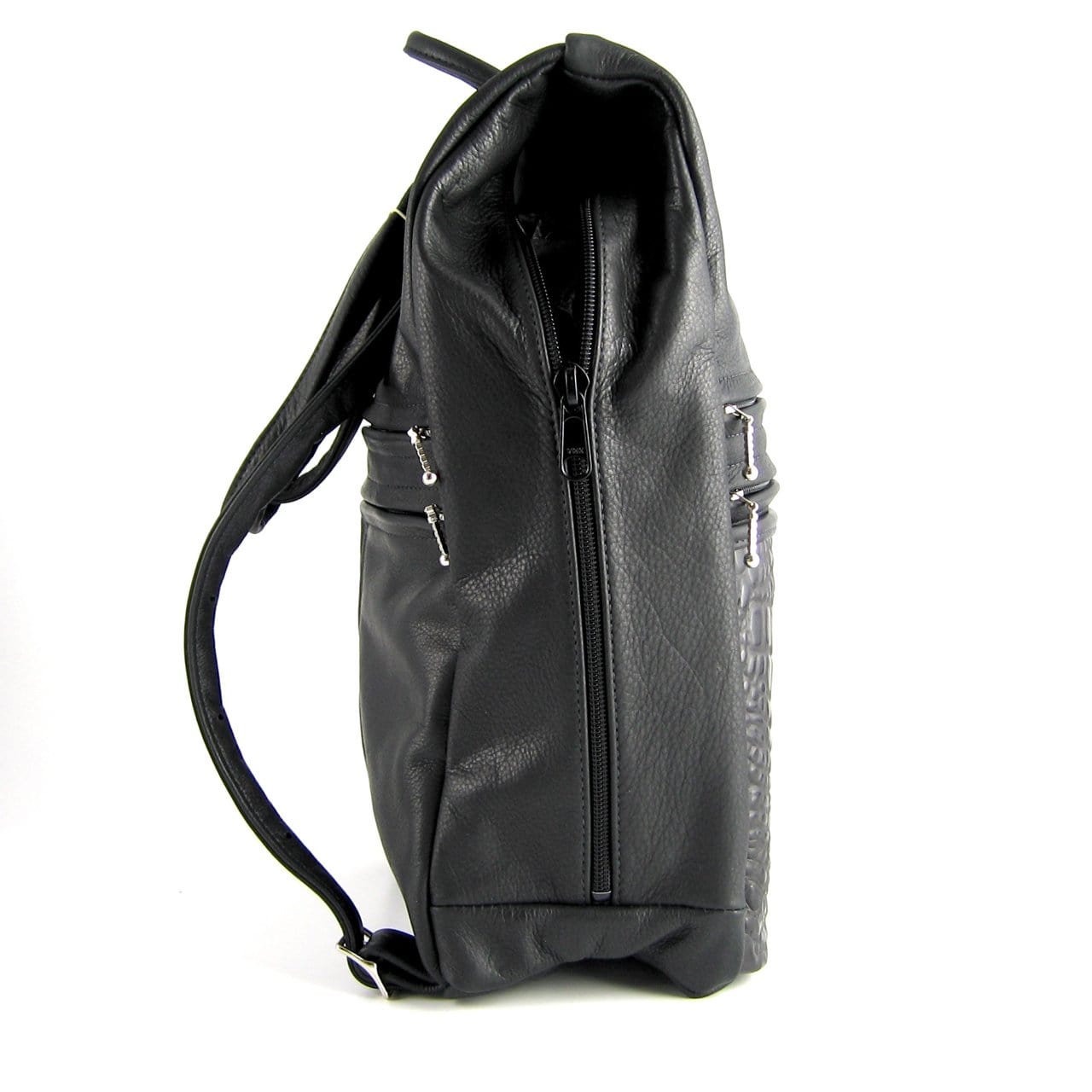 967J Purse Size Small Leather Side Entry Backpack With Accent Pocket